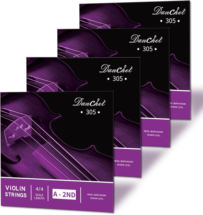 Danchet Violin Strings 4/4 A2. 4 pcs Senior Level, Ball End, Nickel Silver Wound 305… - Image 1